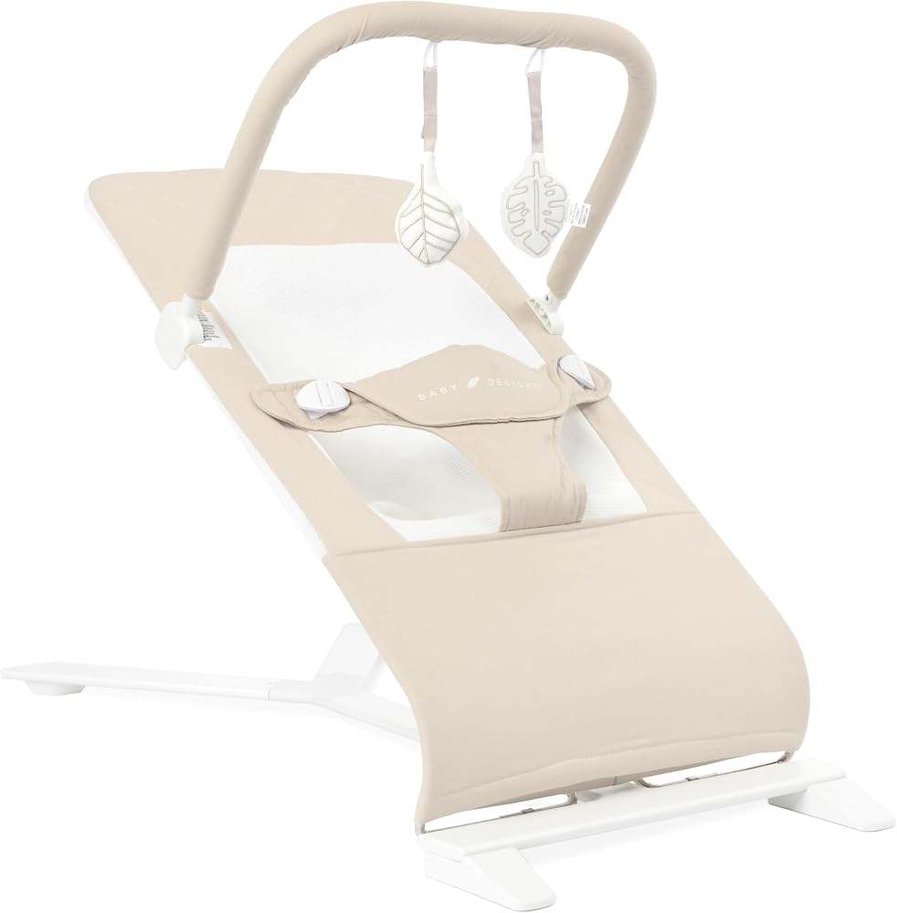 Baby Delight Alpine Deluxe Portable Bouncer, Infant, 0-6 Months, 100% GOTS Certified Cotton Fabrics, Organic Oat | Infant 0-6