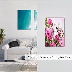 Pink Flower Butterfly 1 Gang Light Switch Plate