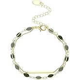 MXUHUI Double Layered Bracelet for Women Green Stone Mixed Bracelets Beaded Charm Chain Bracelet Stack Jewelry Gifts