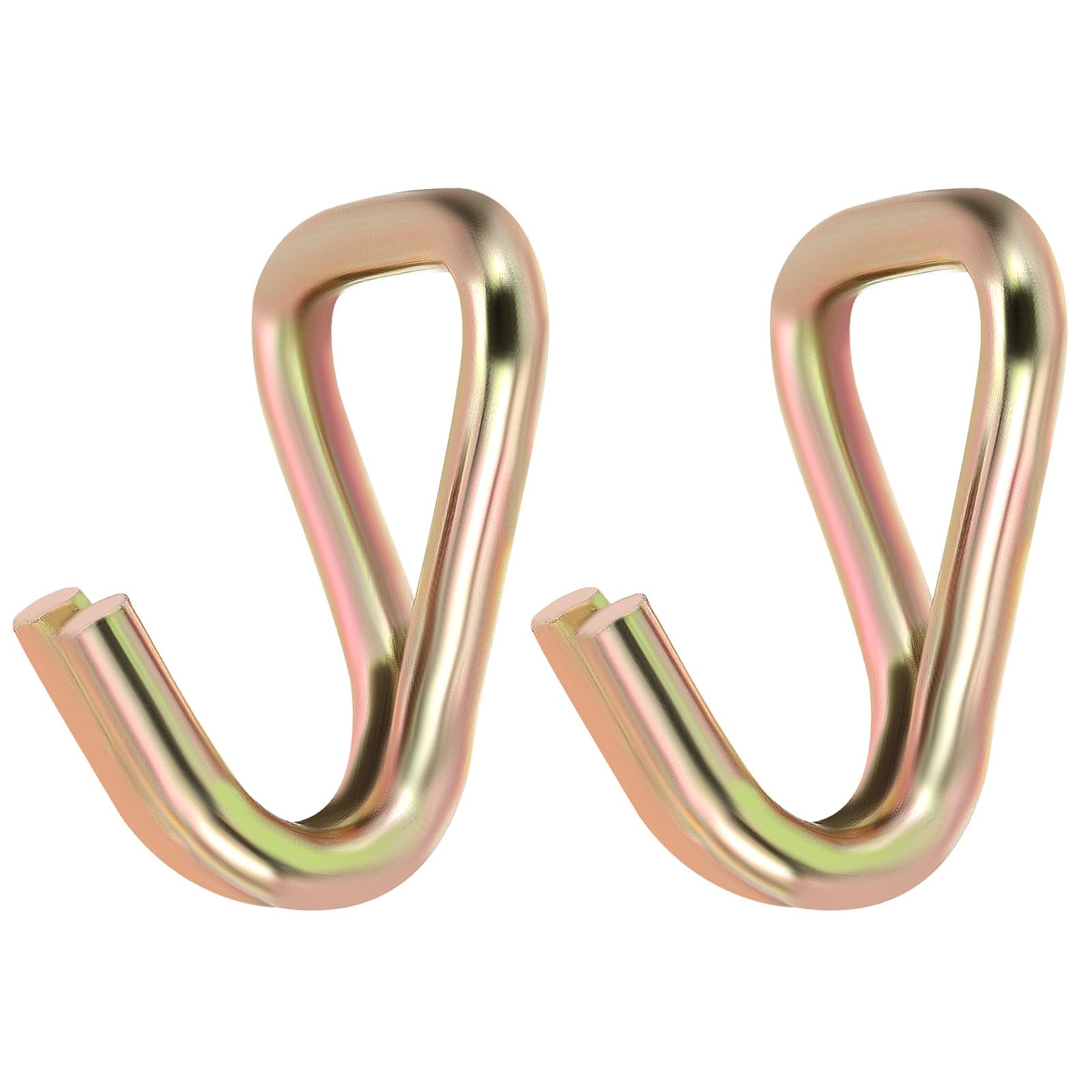 PATIKIL 2 Pack Ratchet Double J Hook Load 6600 LBS for 9mm Tie Down Strap Webbing on Car Truck Trailers Towing Strap, Gold