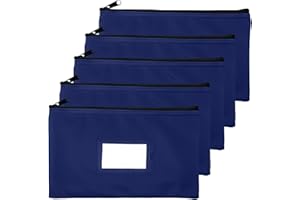 Money Bank Deposit Bag with Zipper | 11x6 inch | Navy blue | Durable Leatherette Money Cash Coin Check Wallet Pouch for Men & Women with Framed ID Window and Blank Card | by GIDABRAND (5)