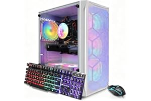 STGAubron Gaming PC Computer Desktop, GeForce GTX 1660 Ti 6G, Intel Core I7 up to 3.9 GHz, 16G RAM, 512G SSD, WiFi, BT 5.0, RGB Fan x 6, Windows 11 Home, White