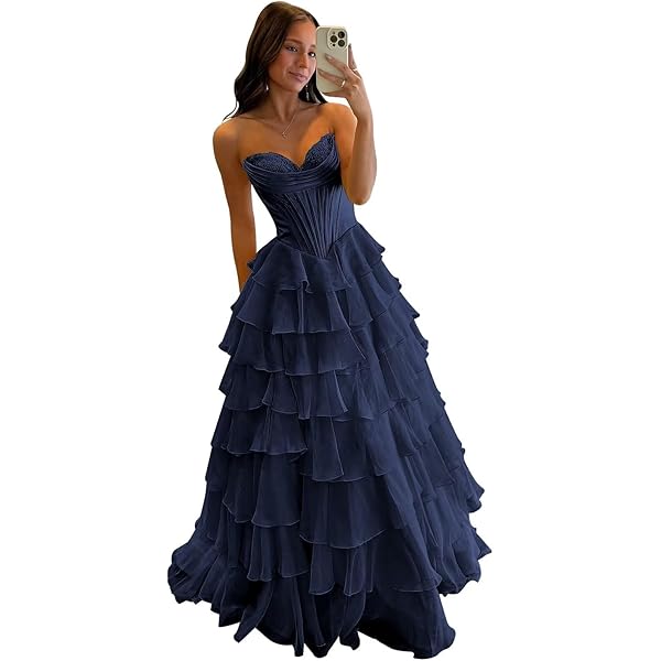 Amazon.com: Lace Tiered Chiffon Black Long Prom Dresses 2026 Strapless Corset Evening Formal Gown with Slit One Size : Clothing, Shoes & Jewelry Amazon.com: Lace Tiered Chiffon Black Long Prom Dresses 2026 Strapless Corset Evening Formal Gown with Slit One Size : Clothing, Shoes & Jewelry