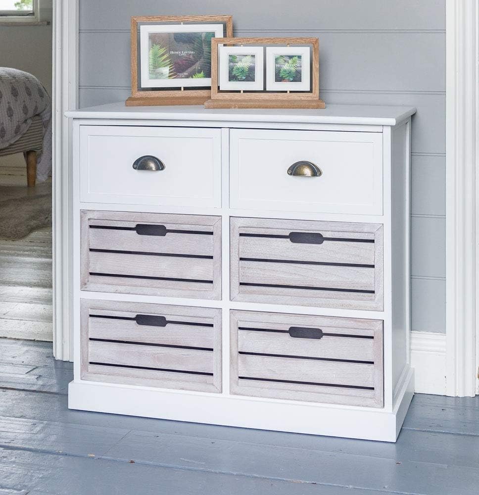 Sue Ryder White Hallway Storage Unit Console Table 6 Drawers Crate