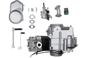 GAEBEOIH 125CC 4 Stroke Engine Motor, Single Cylinder Air-Cooled Motor Engine with CDI Manual Clutch Wiring Harness Carburetor Chain Sprocket Complete Engine Kit Starter for Go Kart Pit Dirt Bike ATV Buggy