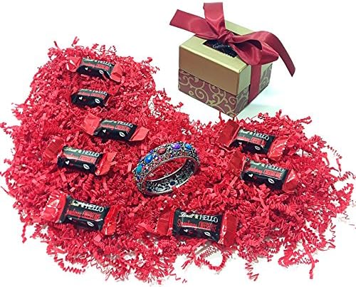 Mothers Day Hinged Muticolor Bangle Bracelet Gift Box With Lindt Gourmet Chocolates