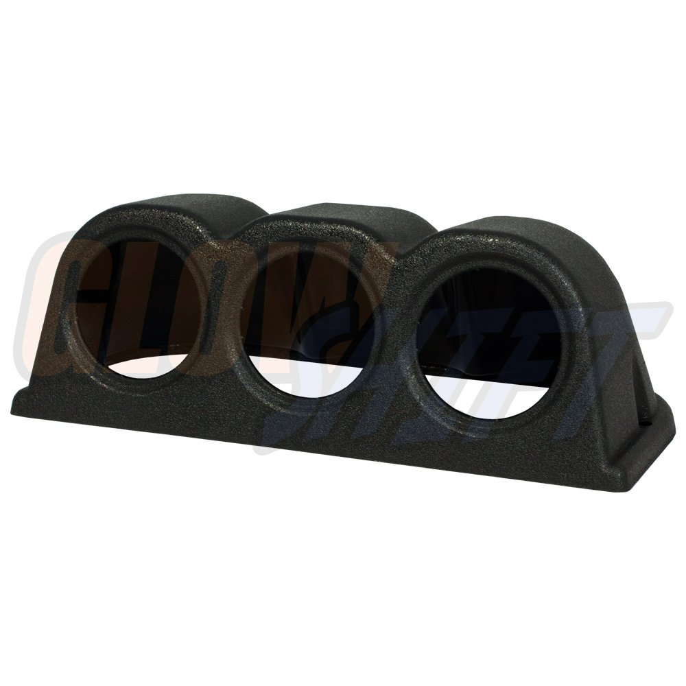 GlowShift Universal Black Triple Gauge Console Dashboard Pod - Fits Any Make/Model - ABS Plastic - Mounts (3) 2-1/16" (52mm) Gauges to Vehicle's Dash