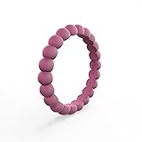 Women's Rose Quartz Bead Stackable Silicone Ring