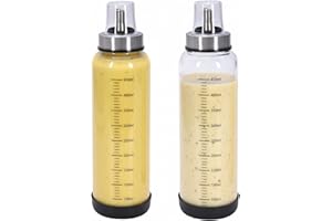 Dewsea Salad Dressing Shaker Container, 17oz Glass Salad Dressing Bottle Mixer with Metal Pour Spout, Dripless & Leak-Free, B