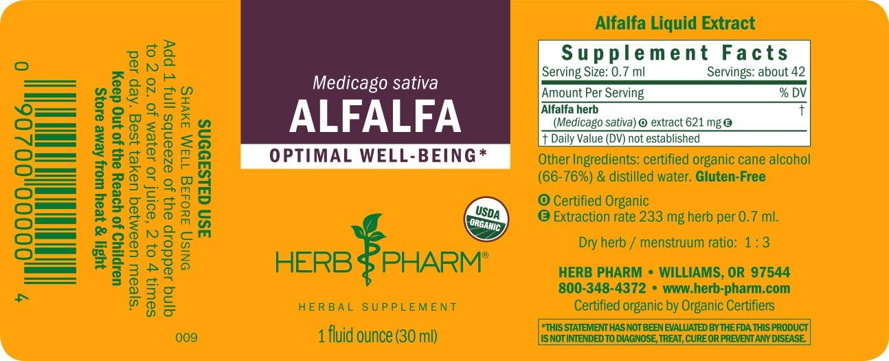 Herb Pharm Certified Organic Alfalfa Liquid Extract - 1 Ounce: Health & Personal Care