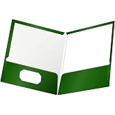 Oxford Laminated Twin-Pocket Folders, Letter Size, Green, Holds 100 Sheets, Box of 25 (51717)