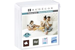 Bedecor Double Bed Mattress Protector Waterproof Full, Breathable and Noiseless Mattress Cover, Fit Up to 18" Deep Pocket, Wh