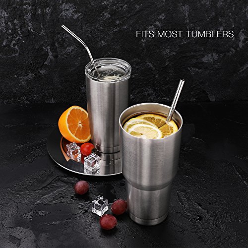 image for Tapleap Stainless Steel Metal Straws With Silicone Tips and Long Brush