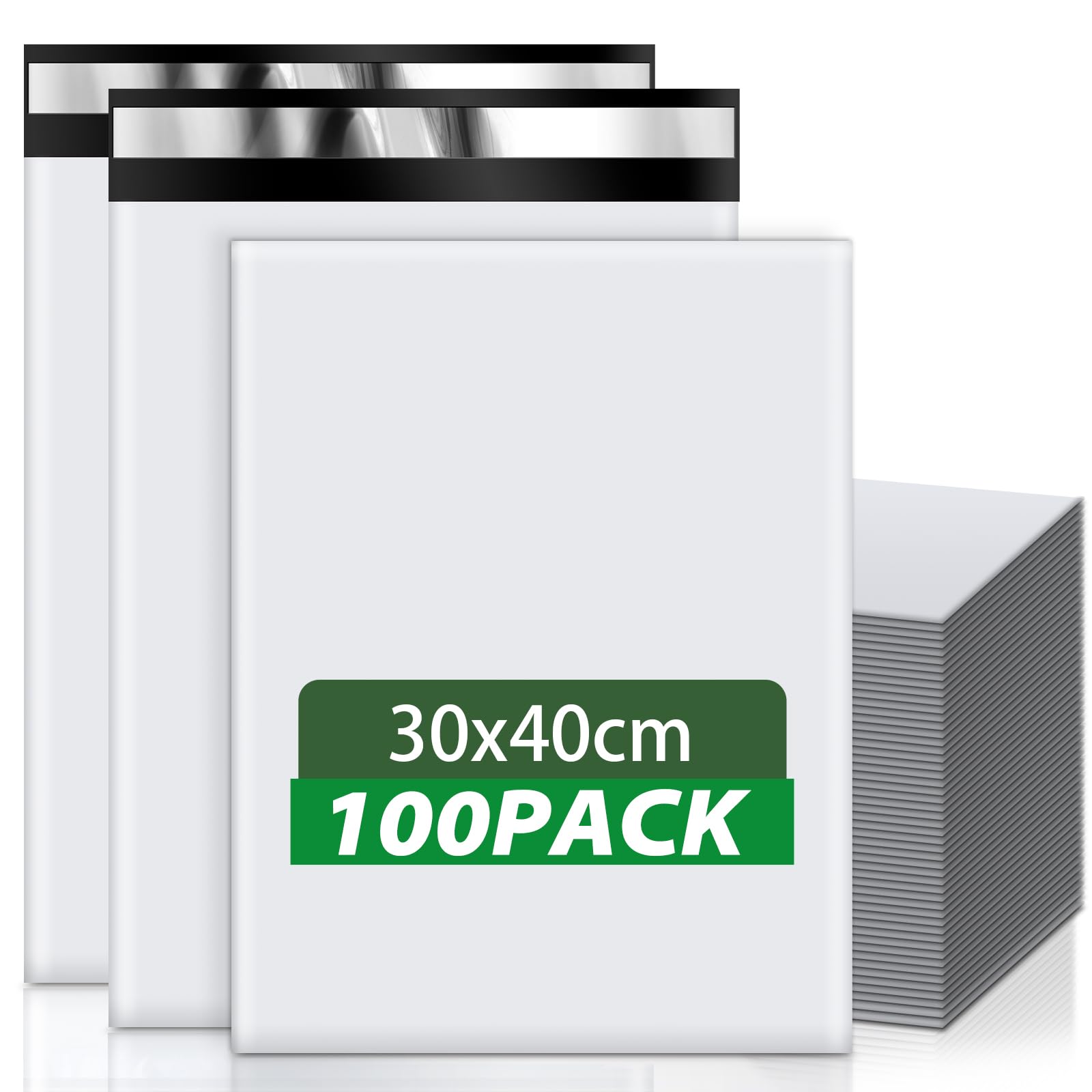 Wanxida Pack of 100 Plastic Polystyrene Plastic Packaging Bags with Self Sealing Adhesive Strip, 30 x 40 cm