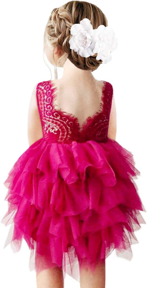 2Bunnies Girl Lace Back A-Line Tutu Tulle Flower Girl Dress