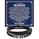 GLAVICY To My Grandson Bracelet, Bracelet Grad Gift for Grandson, Bracelets For Grandson From Grandparent, Birthday Gift Bracelets with Message Card and Box