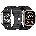 Sport Bands Compatible with Apple Watch Ultra 2 Band/Apple Watch Ultra Band 49mm 45mm 44mm 42mm for Men, Soft Silicone Wristbands Waterproof Replacement Strap for iWatch Series 9 8 7 6 5 4 SE, 2 Pack