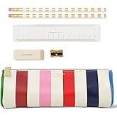 Kate Spade New York Pen and Pencil Case with Office Supplies, Zip Pouch Includes 2 Pencils, Sharpener, Eraser, and Ruler