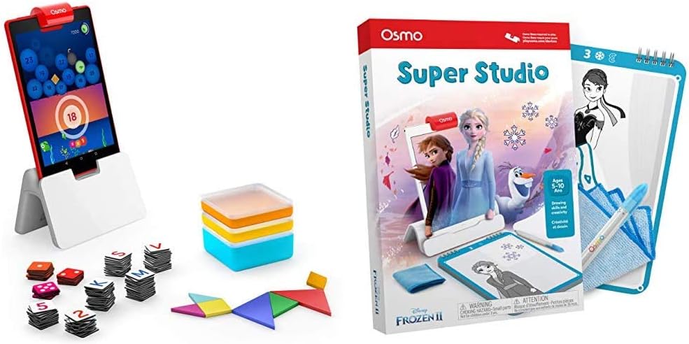 Osmo Plastic Genius Starter Kit for Fire Tablet Ages 6-10 & Plastic Super Studio Disney Frozen 2 Learn to Draw Ages 5-11