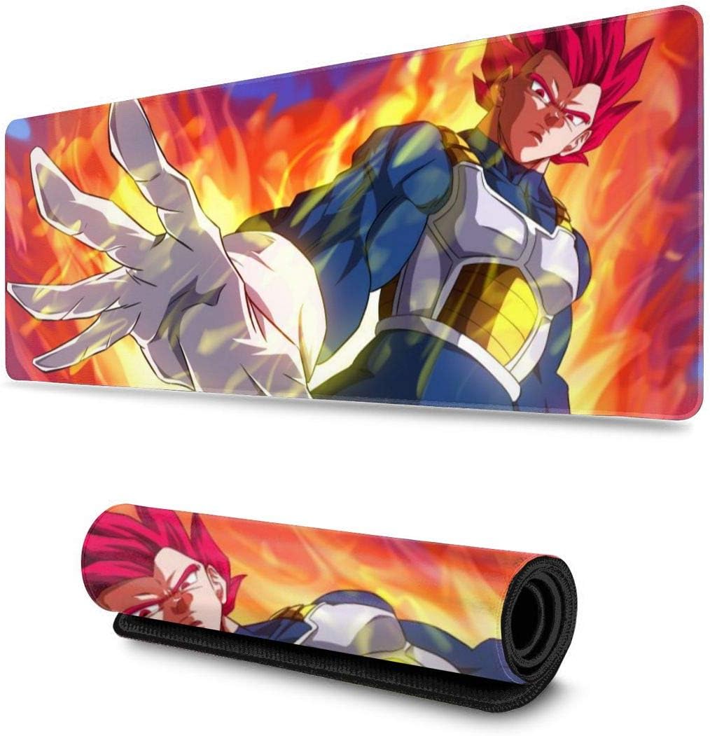 Extra Large Mouse Pad - Dragon Ball Vegeta SSJ God Desk Mousepad - 31.5"" X 11.8""x0.12''(3mm Thick)- XL Protective Keyboard Desk Mouse Mat for Computer/Laptop