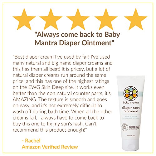 Baby Mantra Diaper Rash Ointment - EWG Verified Diaper Cream made with Natural, Hypoallergenic Ingredients - Best for Newborns, Babies, and Toddlers with Sensitive Skin - 3.4 Ounce Tube