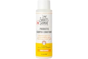 Skout's Honor Probiotic Cat Shampoo & Conditioner with Avocado Oil & Omega-3s, 97% Natural, Paraben & Sulfate-Free, Cruelty-Free, Defend Against Itch, Dryness, Irritation. 16oz, Honeysuckle