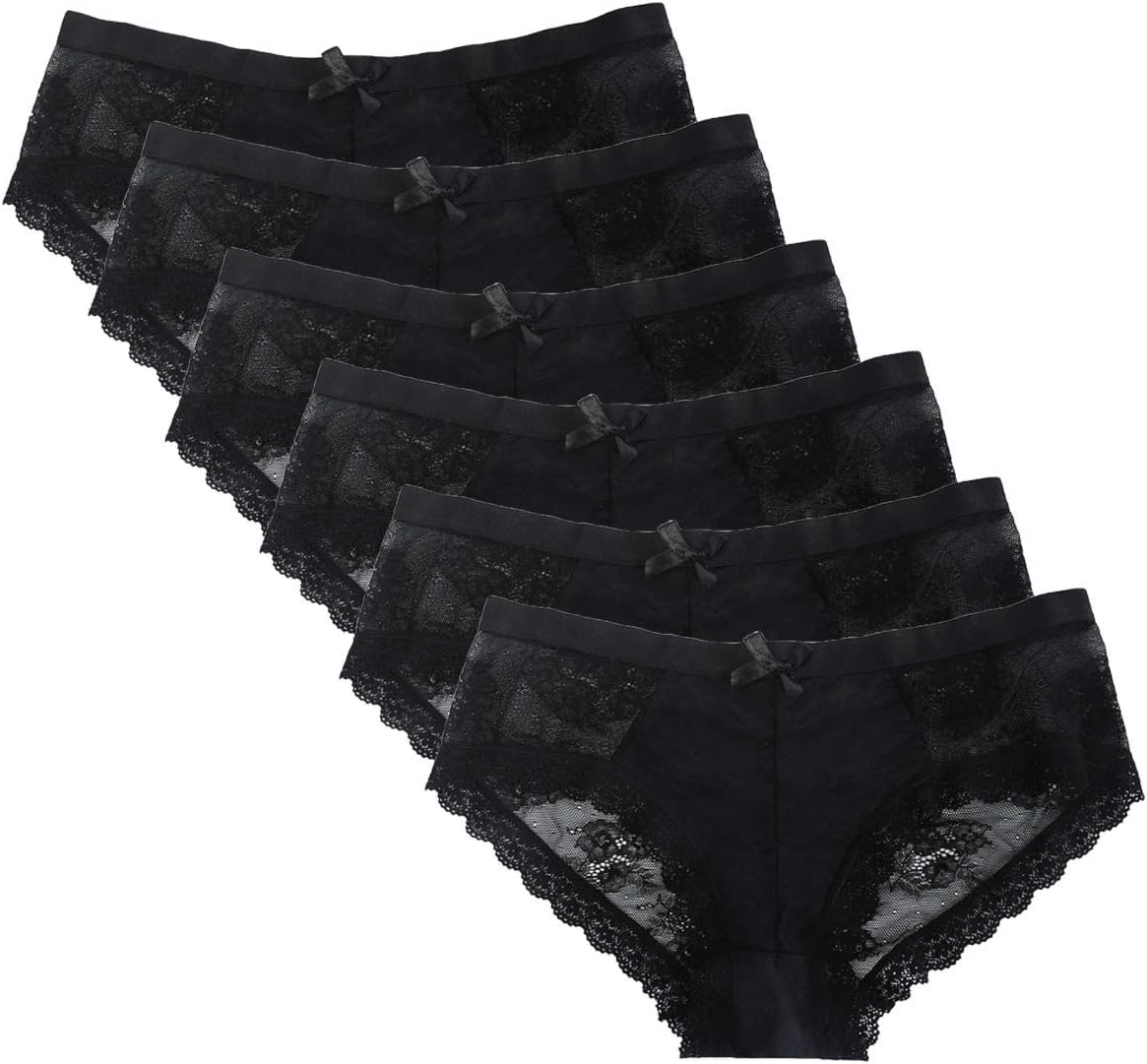 Womens Bikini Panties Underwear Lace Hipster Seamless Sexy Hi Cuts Pack 6