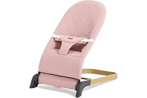TAYLENGROW BABY Foldable Baby Bouncer, Baby Bouncer Seat with 3 Adjustable Heights, Portable Newborn Rocker, Ergonomic Bouncer Seat for Natural Bounce, Bouncer for Babies 0-6 Months, Soft Cotton (Pink)