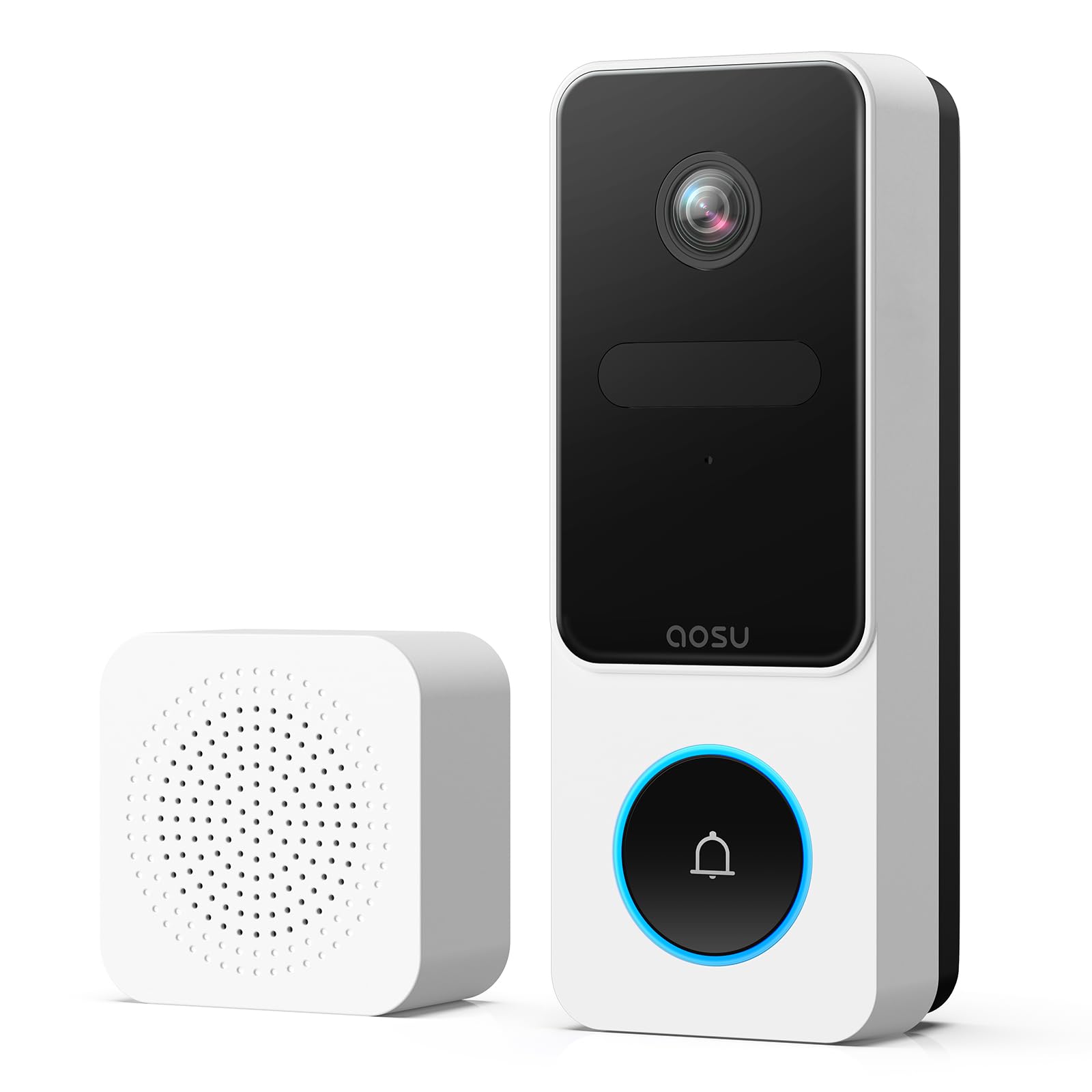 aosu 2K HD Wireless Video Doorbell Camera with Chime, Battery Powered, Wide Angle, 2-Way Talk, AI Human Detection, Local & Cloud Storage, 2.4GHz WiFi, Alexa Compatible, Senior-Friendly