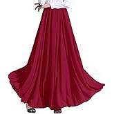 Afibi Womens Chiffon Retro Long Maxi Skirt Beach Ankle Length Skirt
