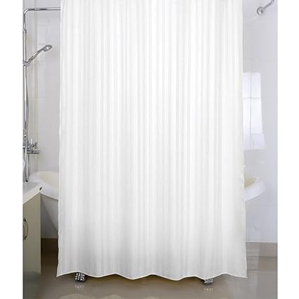 Housey Wousey Polyester Striped Waterproof Shower Curtain with Rings(72x80-inch, White)