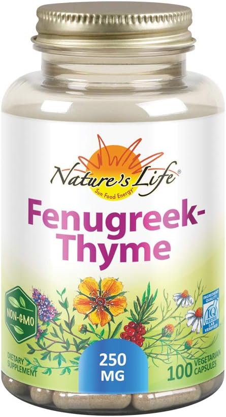 Nature's Life Fenugreek Thyme 250 mg Herbal Supplement | Immune System Formula for Respiratory & Seasonal Health Support | Non-GMO | 100 Veg Caps