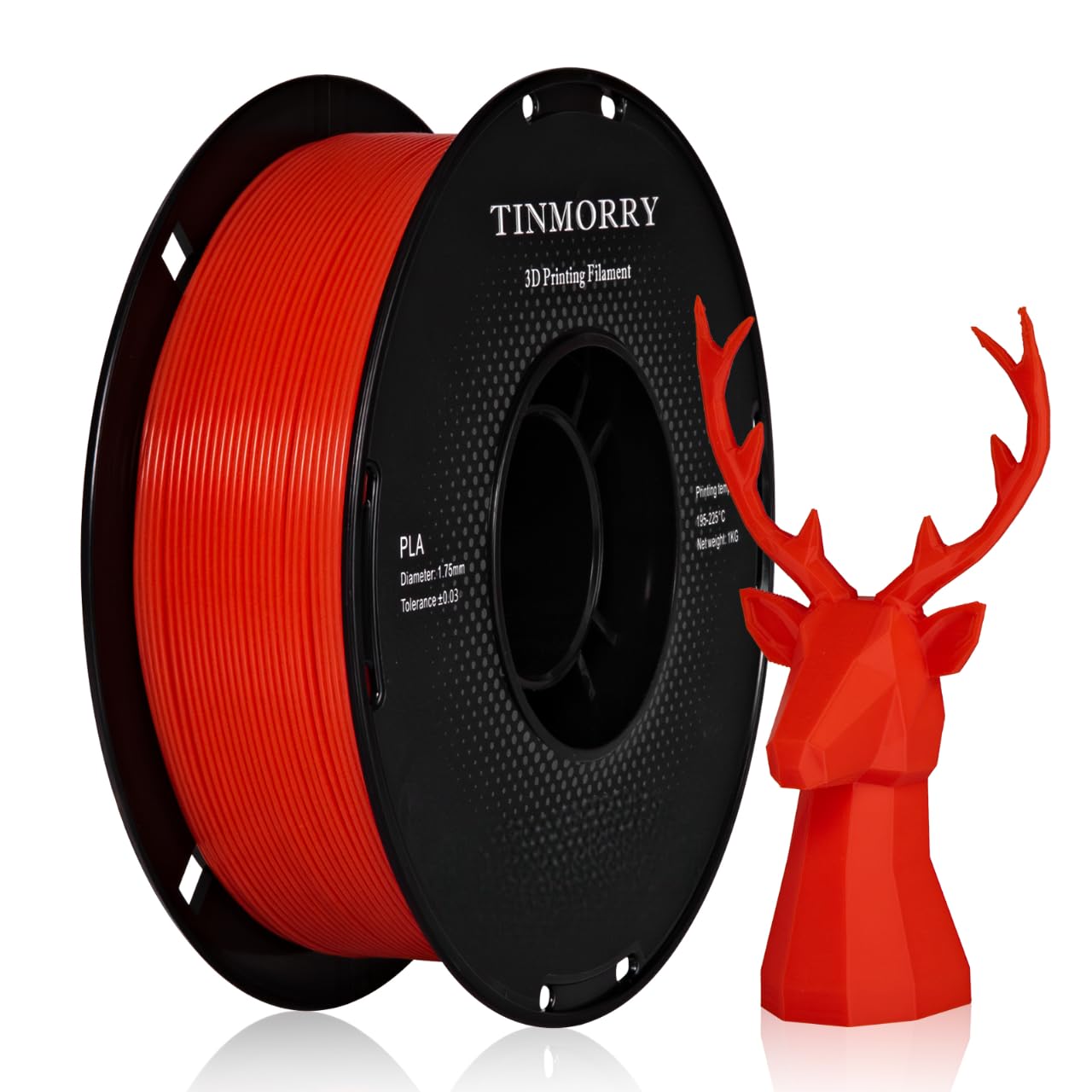 TINMORRY PLA Filament 1.75mm 1kg, Rapid PLA 3D Printer Filament, Compatible with Most FDM 3D Printers, 1 KG 1 Spool, Red