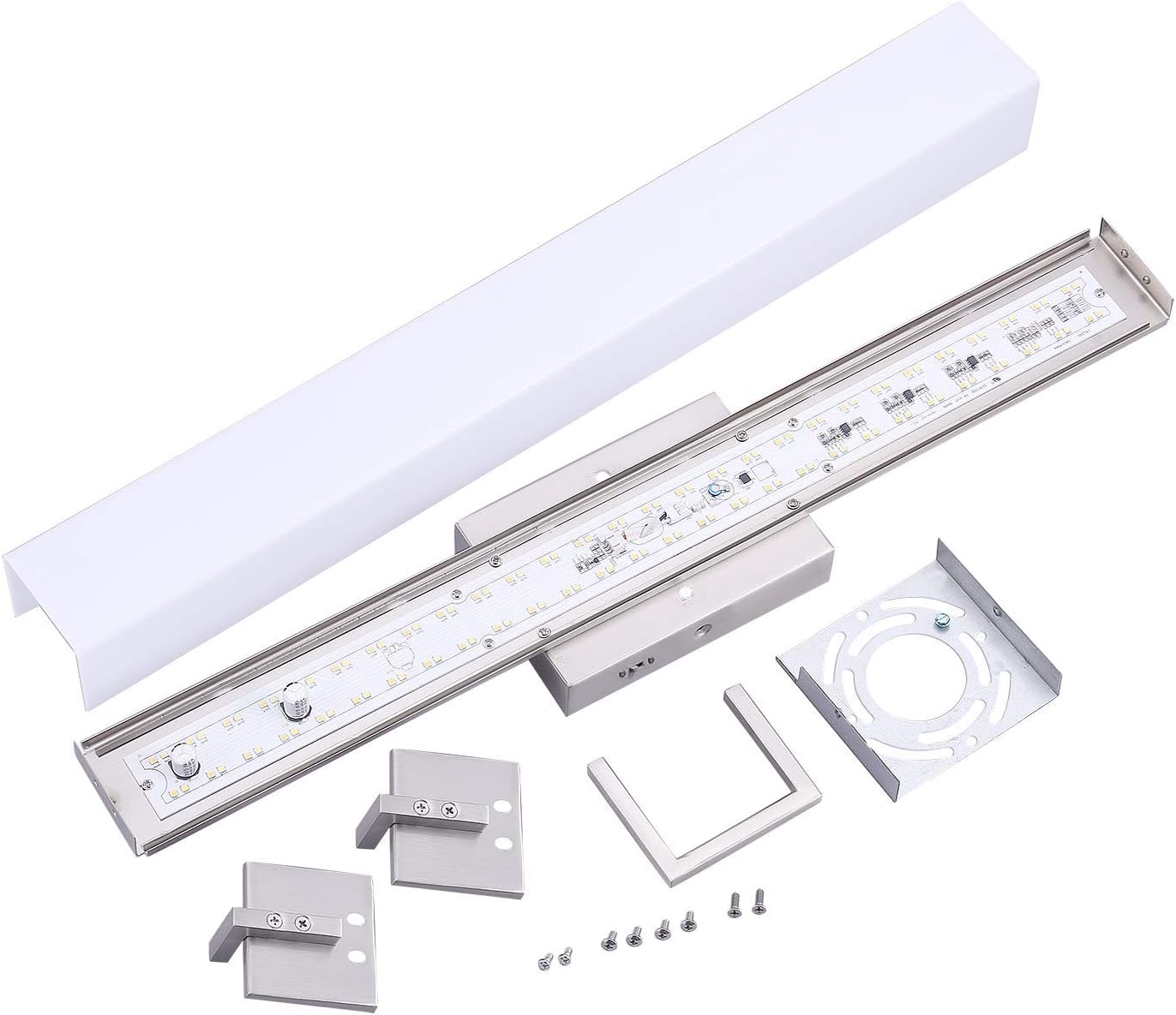Cloudy Bay 3 Color LED Bathroom Vanity Light, 24 inch 3000K/4000K/5000K Selectable, 120V 25W Dimmable Bath Bar Fixture, Brushed Nickel - - 