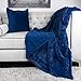 Homey COZY Faux Fur and Flannel Navy Blue Throw Blanket, Super Soft Shaggy Fleece Fuzzy Lightweight Wool Plush Blanket for Sofa Couch Decorative Floor, 50