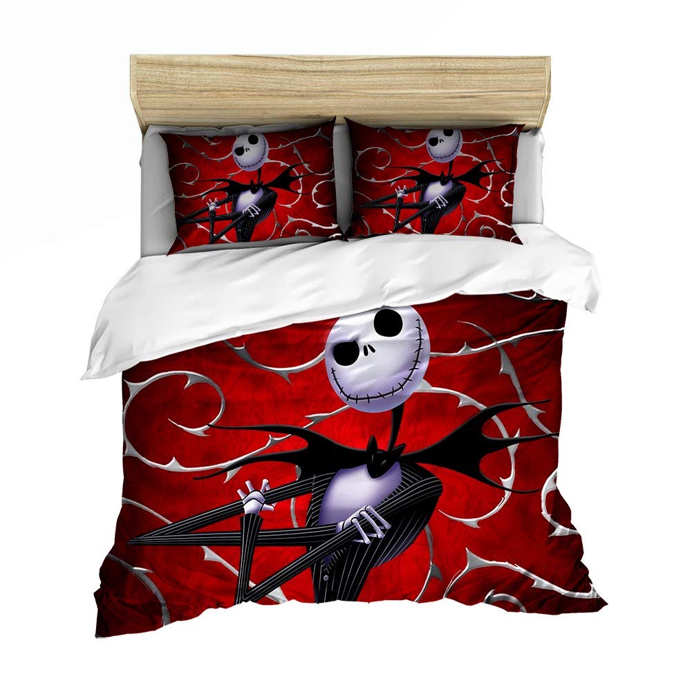 WZX Bedding Duvet Cover Set 1 Duvet Cover 2 Pillowcase Soft Lightweight Microfiber 3D Nightmare Before Christmas Twin/Full/Queen/King Size for Choice (No Comforter) 6-TWIN172×218cm