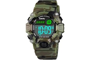 CakCity Kids Digital Sports Watch for Boys – Camouflage LED Waterproof Military Watch with Alarm, Stopwatch & Soft Silicone Band, Ages 5–10