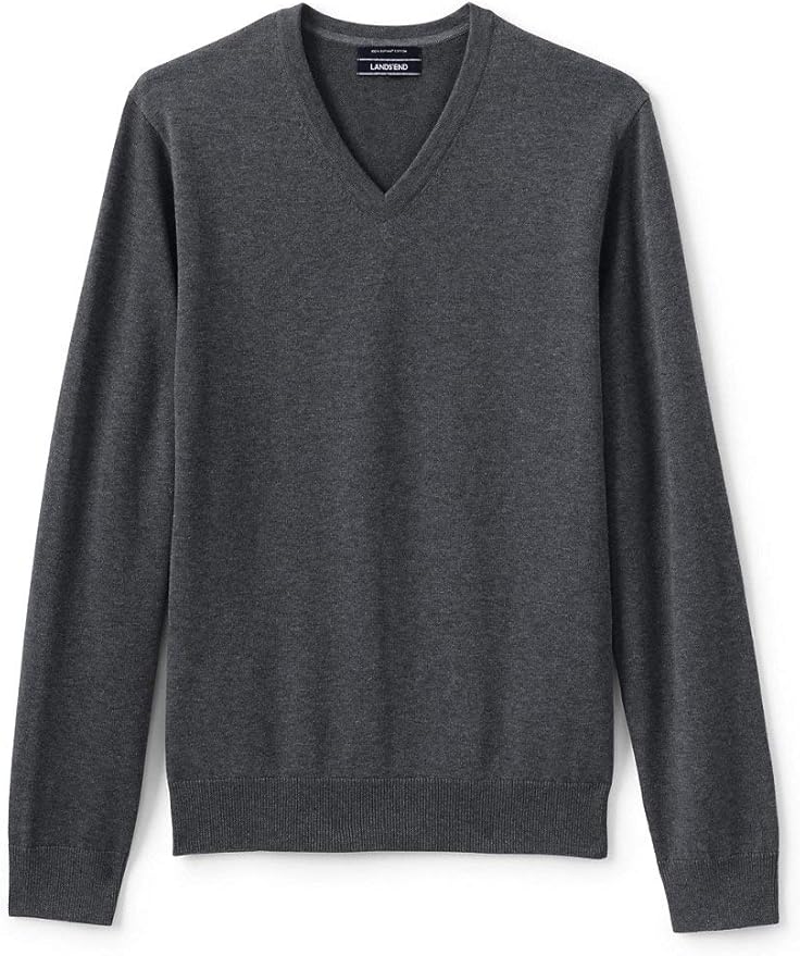 Lands' End Men's Classic Fit Fine Gauge Supima Cotton V-Neck Sweater ...