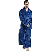 FashGudim Mens Robes Big and Tall Full Length Plush Fleece Long Robe for Men Bathrobe Shawl Collar Warm Winter House Robes