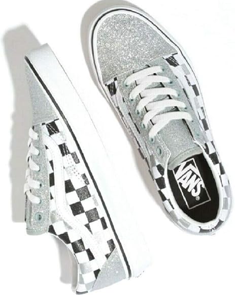 kids glitter checkerboard vans