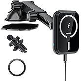 MAGJIEYX for MagSafe Car Mount Charger, (15W Fast Charging) Magnetic Wireless Charging Phone Holder Fits iPhone 16/15/14/13/12 Pro Max Plus/MagSafe Case on Dash/Windshield/Air Vent/Desk Bumpy Roads