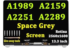 GBOLE Replacement for MacBook A1989 A2159 A2289 A2251 EMC 3456 3358 3348 3301 LCD Screen Display Digitizer Assembly Panel (Space Grey)