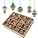 Valery Madelyn 16ct 55-81mm/2.16-3.19inch Delightful Traditional Glass Christmas Ornament Tree Ball Decoration Red, Green, Silver and White, Metal Hooks Included, Themed with Tree Skirt(Not Included)