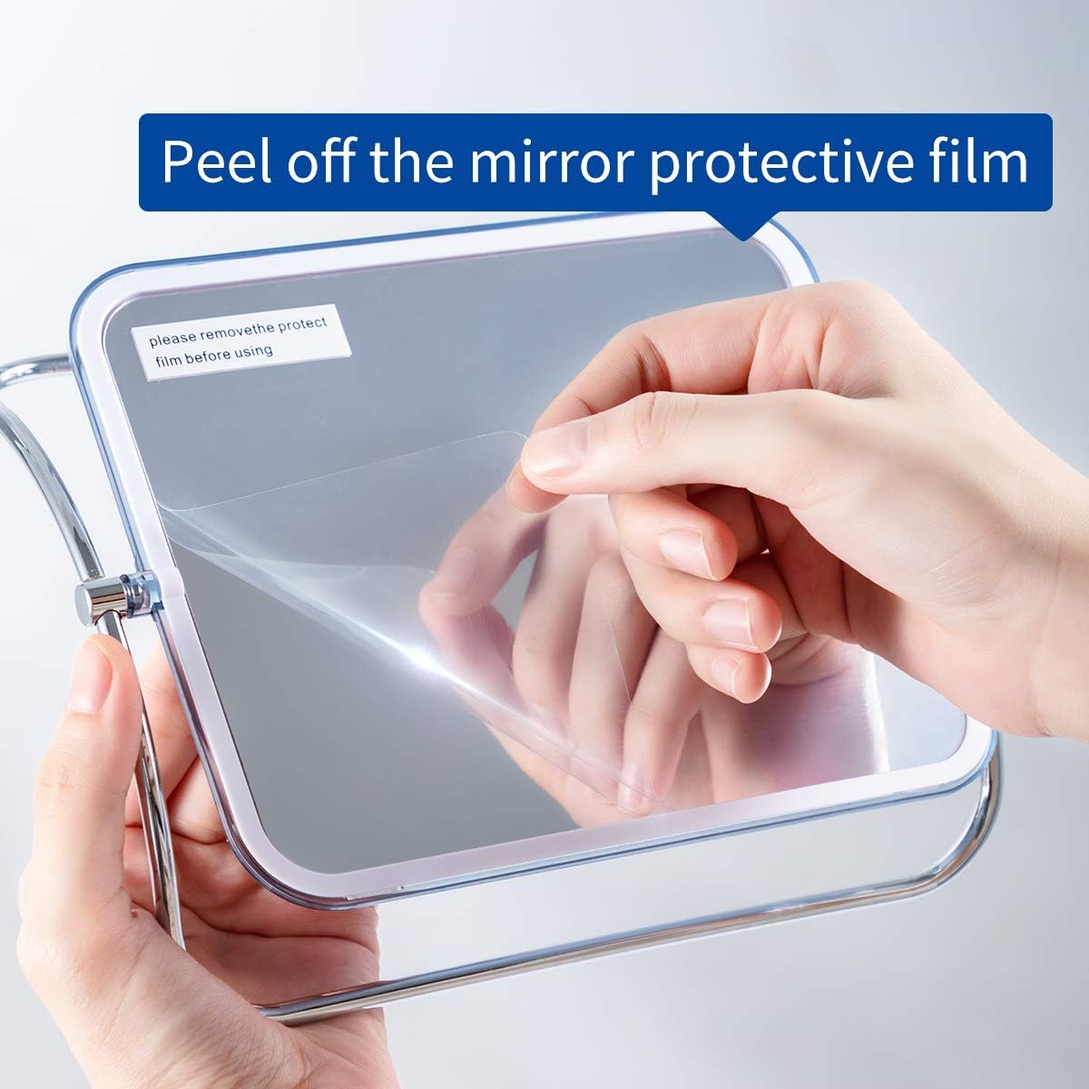 SWAMTIK Shower Mirror Suction Removable shatterproof Shower Mirror Without Drilling 360 Degree Swivel Waterproof Rust-Resistant Bathroom Hanging Mirror for Man and Woman —— Chrome -