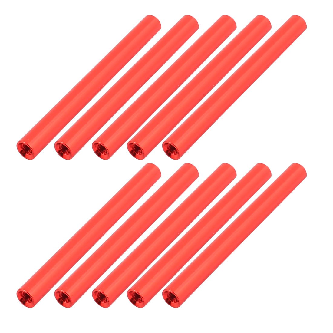 Sourcingmap 10 Pcs M3 x 50mm Round Aluminum Column Alloy Standoff Spacer Stud Fastener for Quadcopter Red