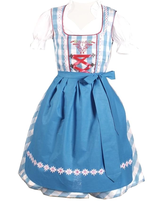Trachtenkleid 3tlg. Kinderdirndl Set türkis Gr. 86,92,104,110,116,122,128,134,140,146,152