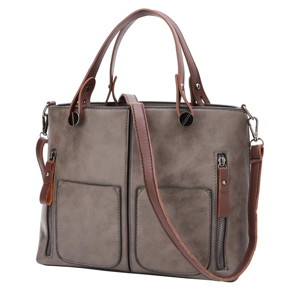 Women Bag Stylish Top-Handle Handbags Lady Fashion Big Purse Shoulder Crossbody Bags (Grey)