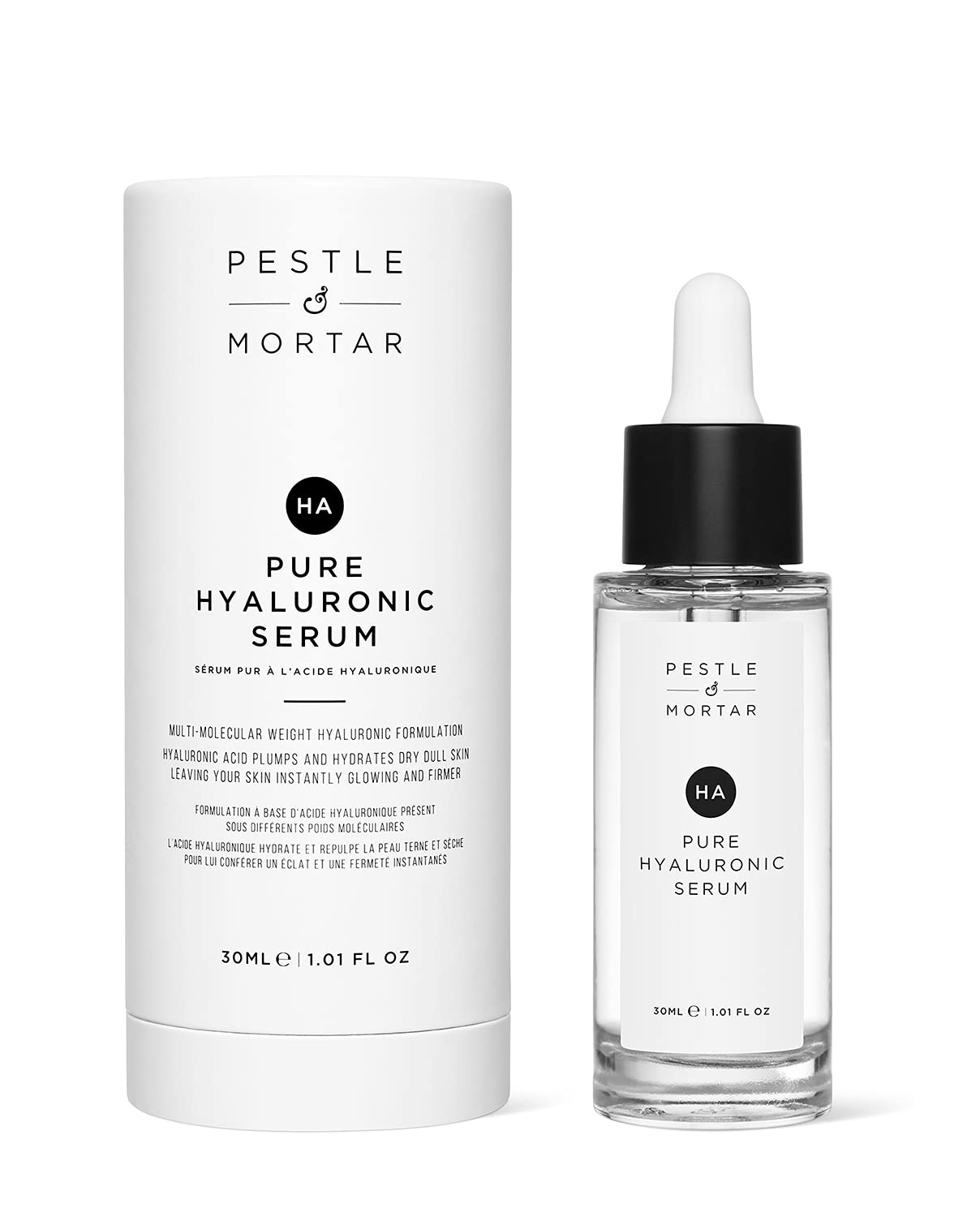 Pestle & Mortar 2% Pure Hyaluronic Acid Serum for face with Vitamin B5, Super-hydrating, Anti ageing, instantly plumps-up the skin, Reduces fine lines and wrinkles, Vegan & Cruelty-Free 30ml