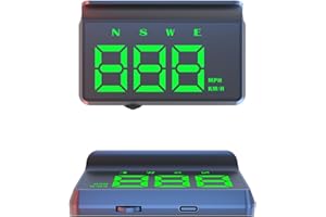 wiiyii Car HUD Head up Display W2S, Speedometer for Car, Digital Speedometer, Plug and Play, Overspeed Alarm, Automatic Brigh