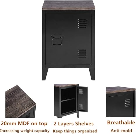 HOMYCASA Metallschrank TV-Schrank mit 2 Ebenen Einlegeböden 3 Türen